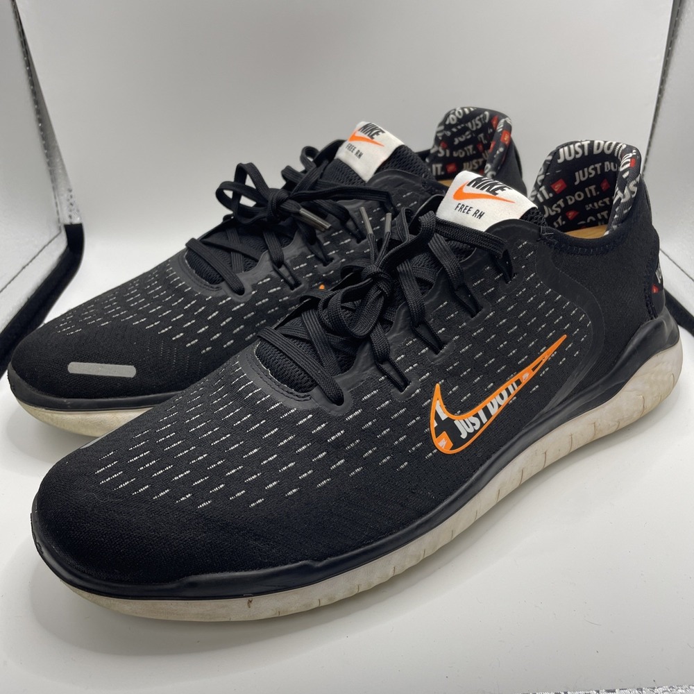 Nike Free RN 2018 Running Shoes Mens 14 Black Orange Just Do It AT4246-001
